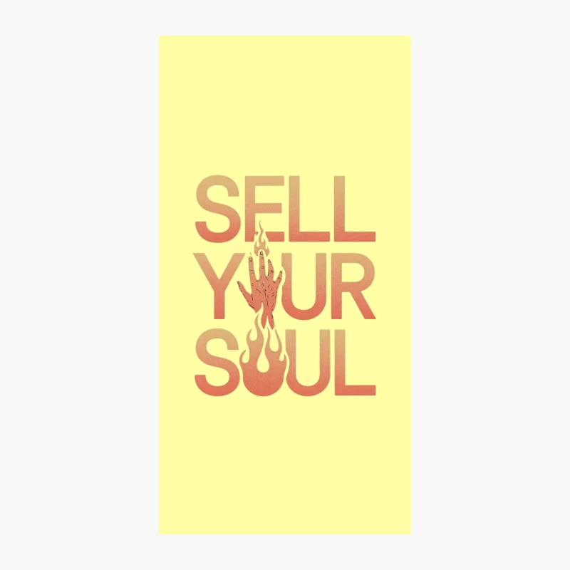 Retro Typography: Sell Your Soul with Flaming Hand Illustration iPhone Case