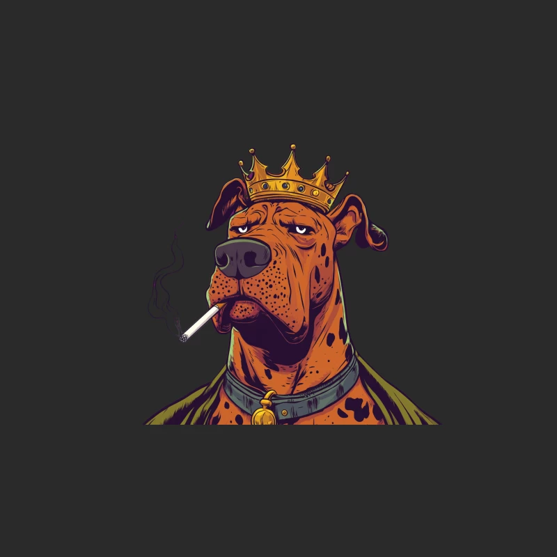Royal Dog Smoking Cartoon Illustration Baseball Cap