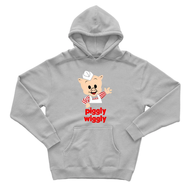 Piggly Wiggly Grocery Store Cartoon Pig Mascot Logo Male Pullover Hoodie