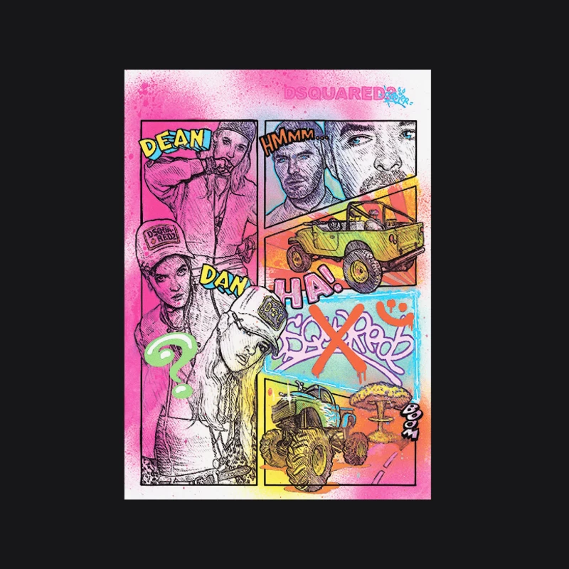 Bunte Comic-Collage mit Fahrzeugen und Figuren Damen Pullover Hoodie
