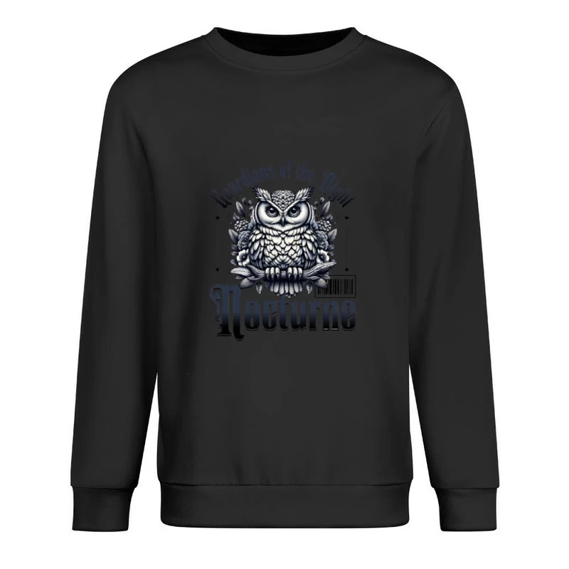 Gothic Night Guardian Owl Vintage Illustration Male Pullover Sweatshirt