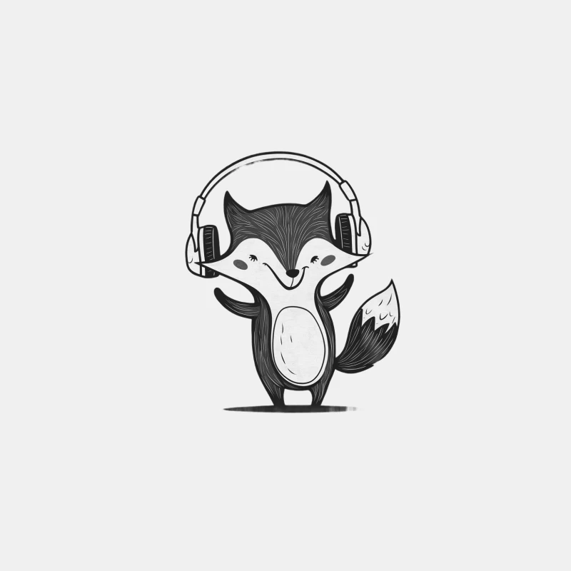 Cute Cartoon Fox Listening to Music with Headphones Male Tank Top