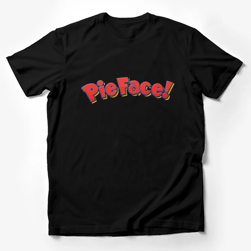 Pie Face Classic Game Logo in Red Cartoon Letters Male T-Shirt