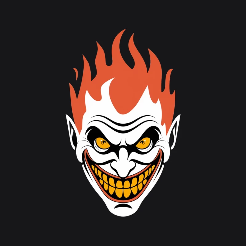 Evil Clown Character with Flaming Hair and Scary Grin Female Pullover Hoodie