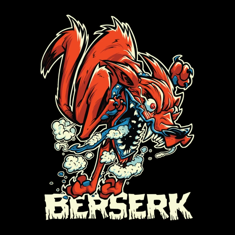 Aggressive Cartoon Wolf Berserk Art Pin