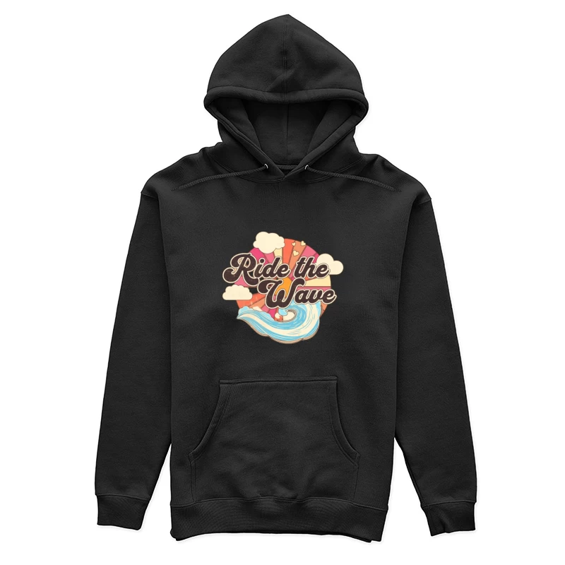 Surfe la Vague: Graphique Vintage avec Couleurs et Nuages Femme Sweat à capuche