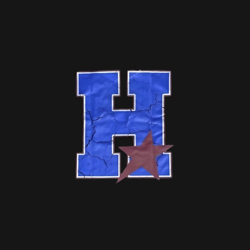 Blauer Buchstabe H mit rotem Stern Herren Langarm T-Shirt
