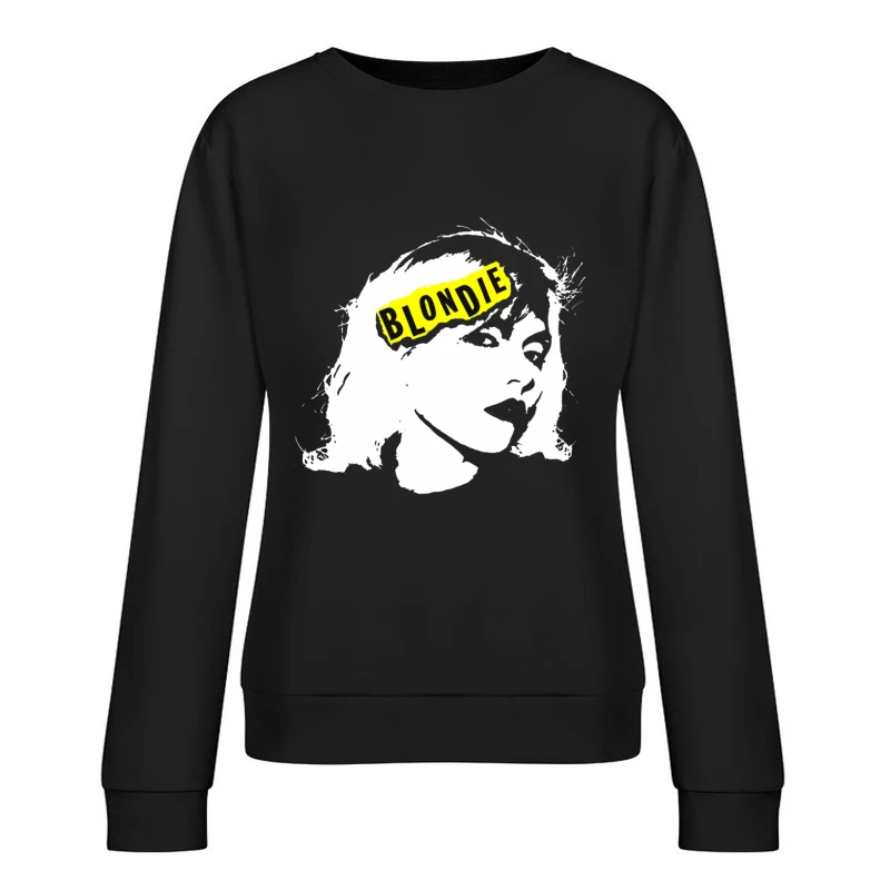 Blondie Band Artistic Logo Design in Black and White Female Pullover Sweatshirt