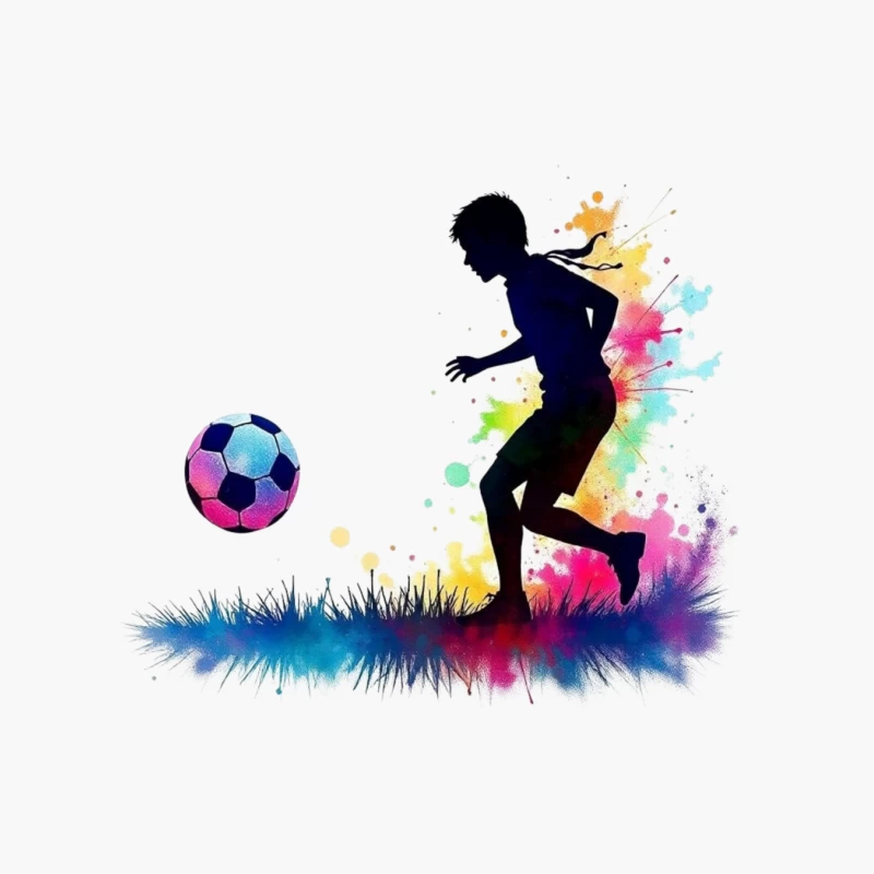 Silhouette of a Soccer Player with Color Splash Cotton Tote Bag