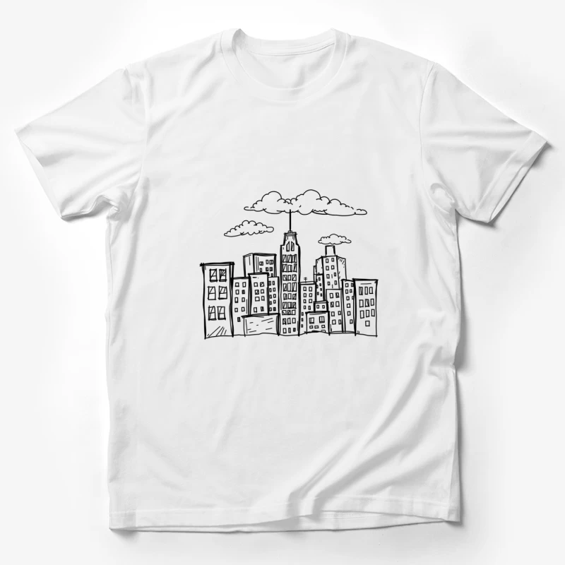 Artistic Doodle of a City Skyline Male T-Shirt