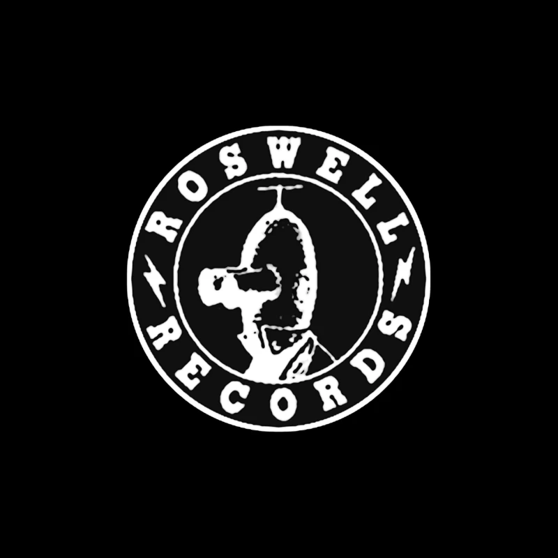 Roswell Records Black and White Circular Logo Mouse Pad