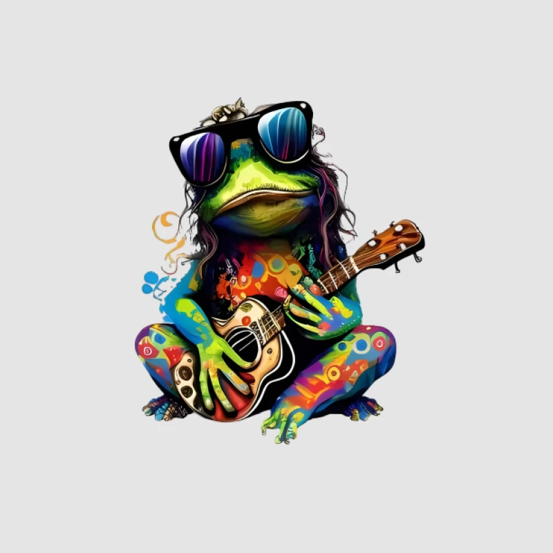 Bunter Frosch mit Gitarre Damen Pullover Hoodie