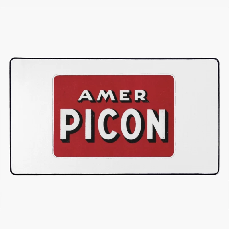 Vintage Amer Picon Logo Typography on Red Background Desk Mat