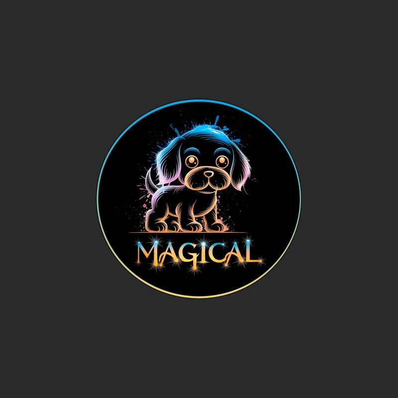 Magical Neon Puppy Art Baseball Cap