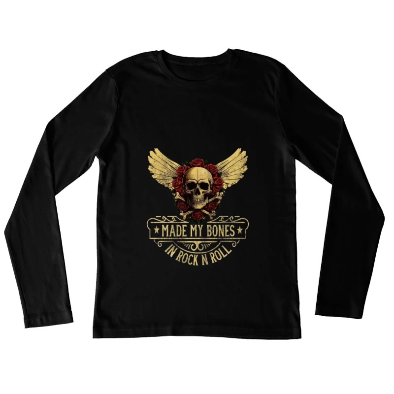 Rock and Roll Skull Design Female Long Sleeve T-Shirt