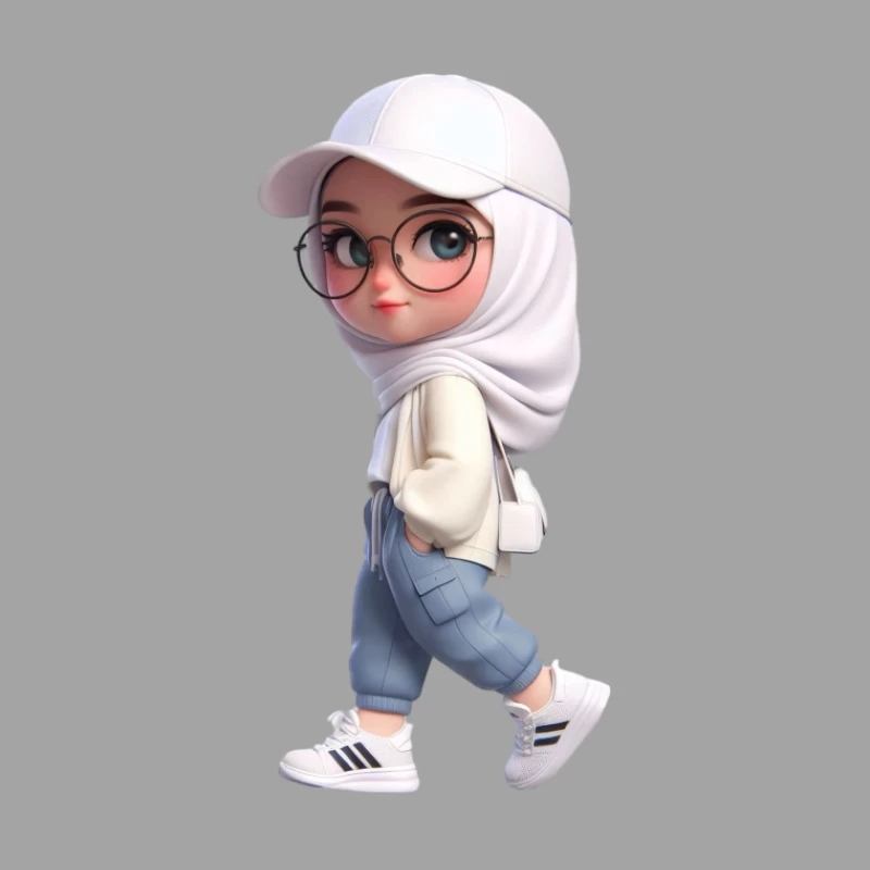 Stilvolles Mädchen mit Brille und Hijab Herren T-Shirt