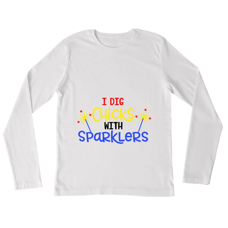 Message Amusant avec Étincelles Femme Manches Longues T-Shirt