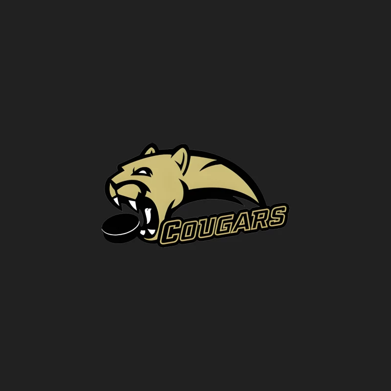 Gold and Black Cougar Hockey Team Mascot Logo Bucket Hat