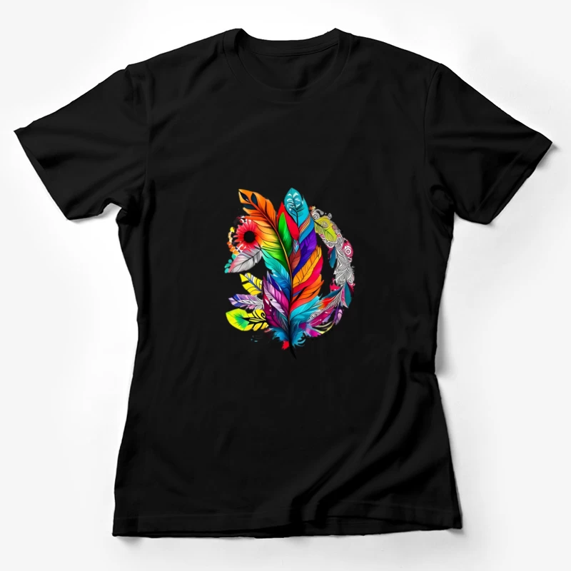 Bunte Federn in Mandala-Stil Damen T-Shirt