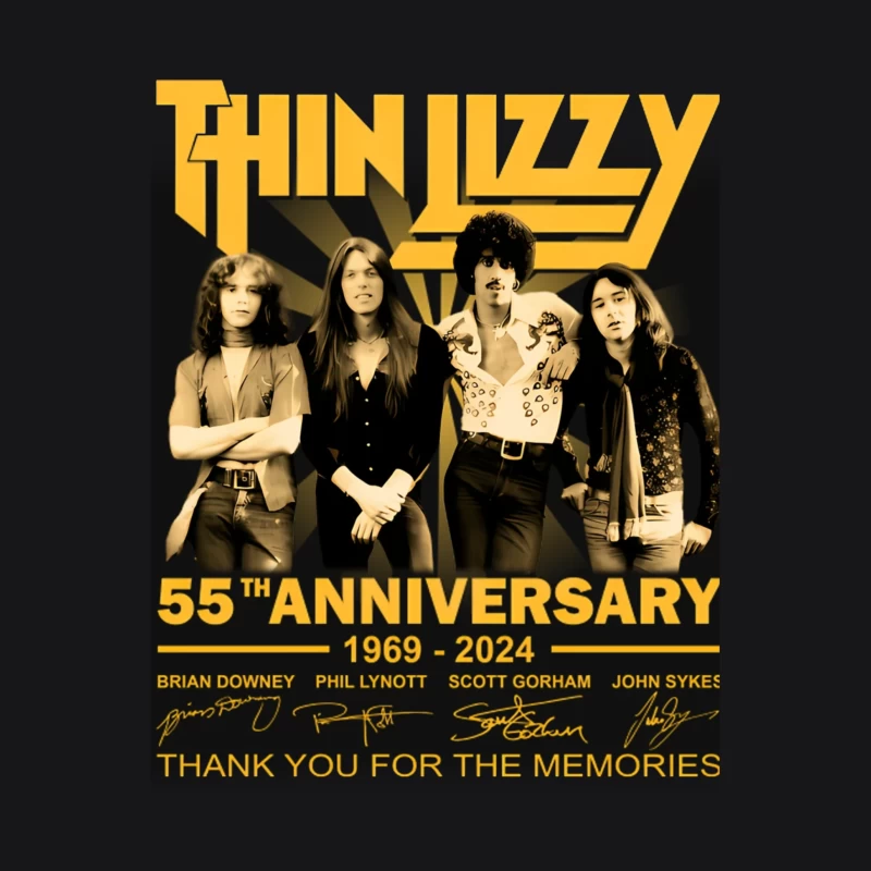 Thin Lizzy 55th Anniversary Commemorative Band Photo (1969-2024) Male Pullover Hoodie