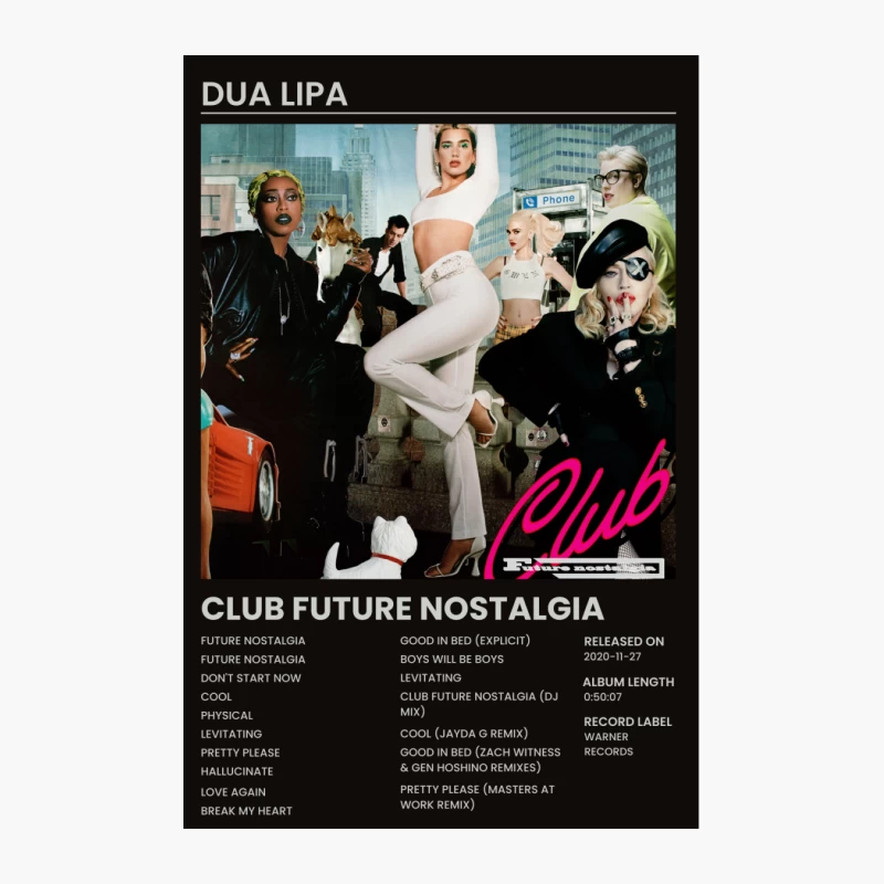 Dua Lipa's Club Future Nostalgia: Retro-Inspired Pop Dance Album Cotton Tote Bag