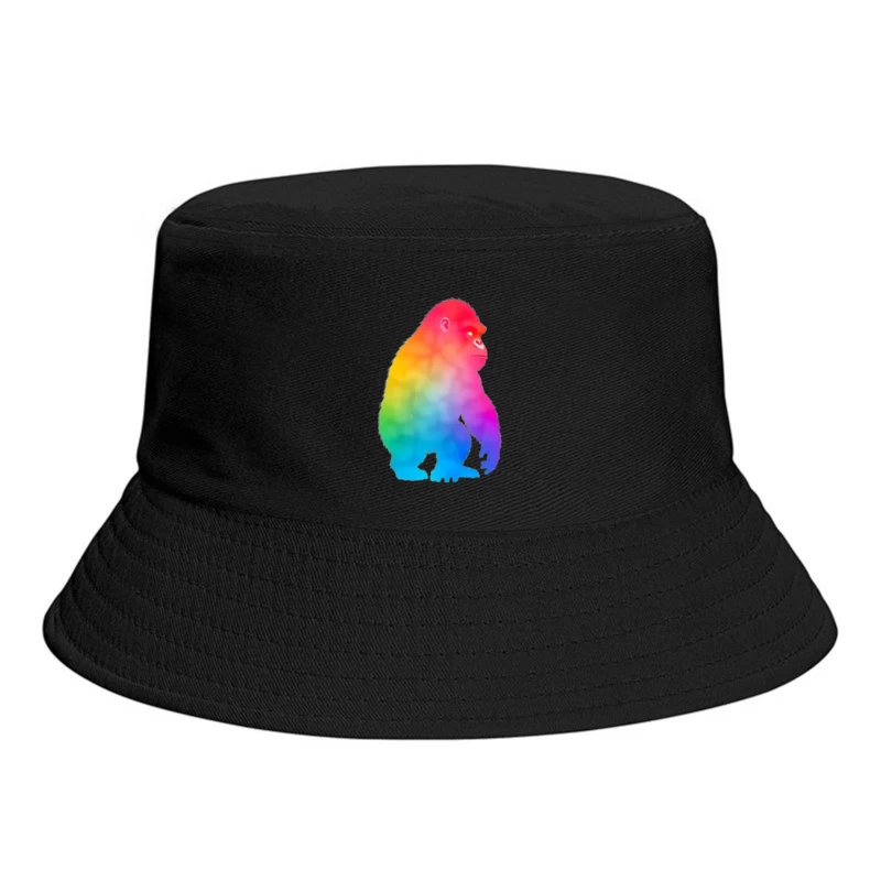 Rainbow Gradient Gorilla Silhouette Art Bucket Hat