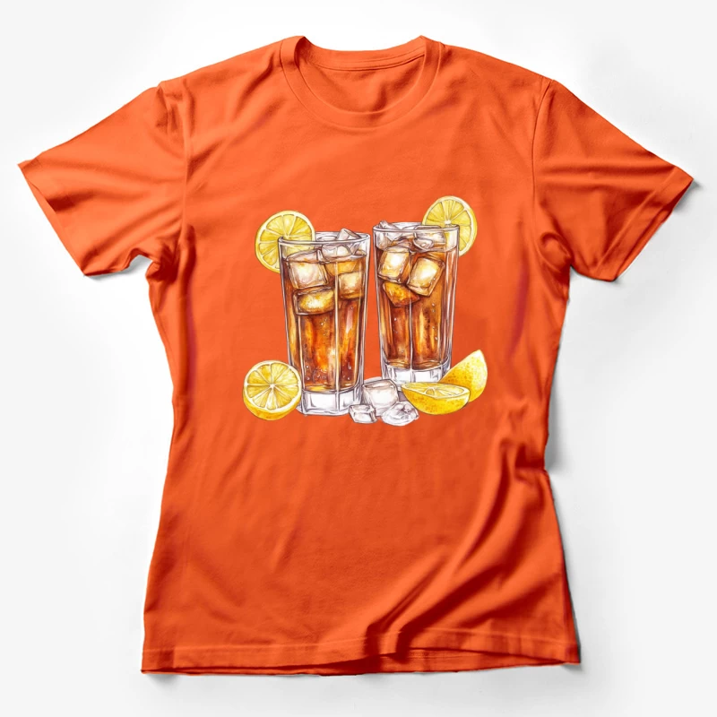 Refreshing Iced Tea with Lemon: A Watercolor Illustration of Summer Beverages Female T-Shirt