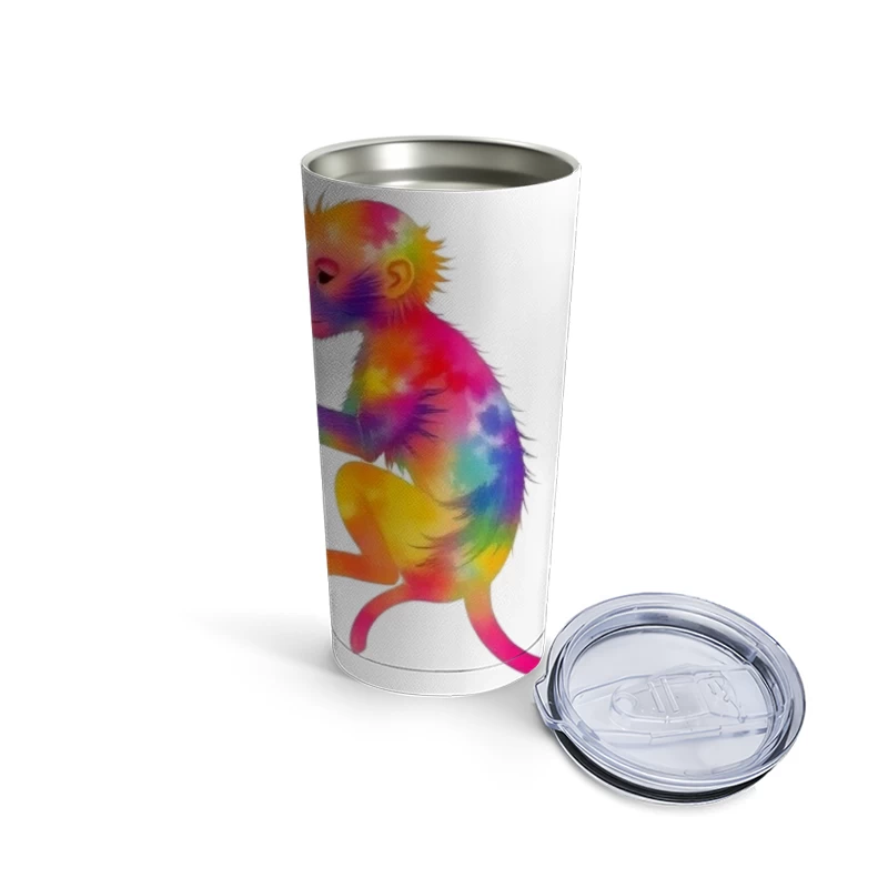 Rainbow Gradient Monkey Art Travel Mug