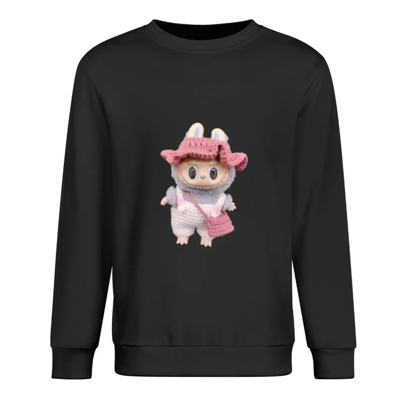 Niedliche Puppe im Hasenkostüm mit gestrickter Mütze Herren Pullover Sweatshirt