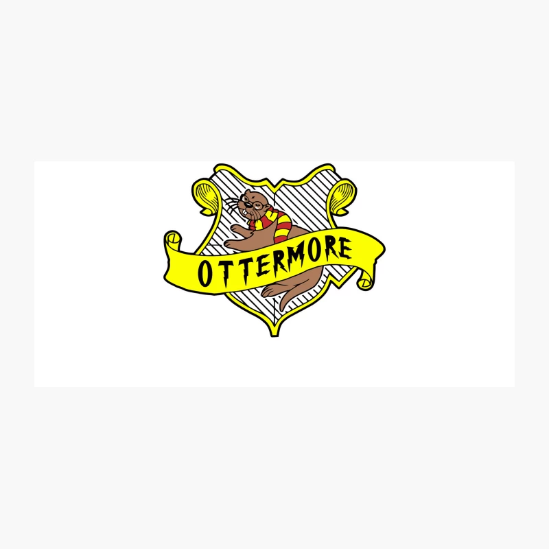 Cartoon Otter Crest Logo with Yellow Banner Coffee Mug