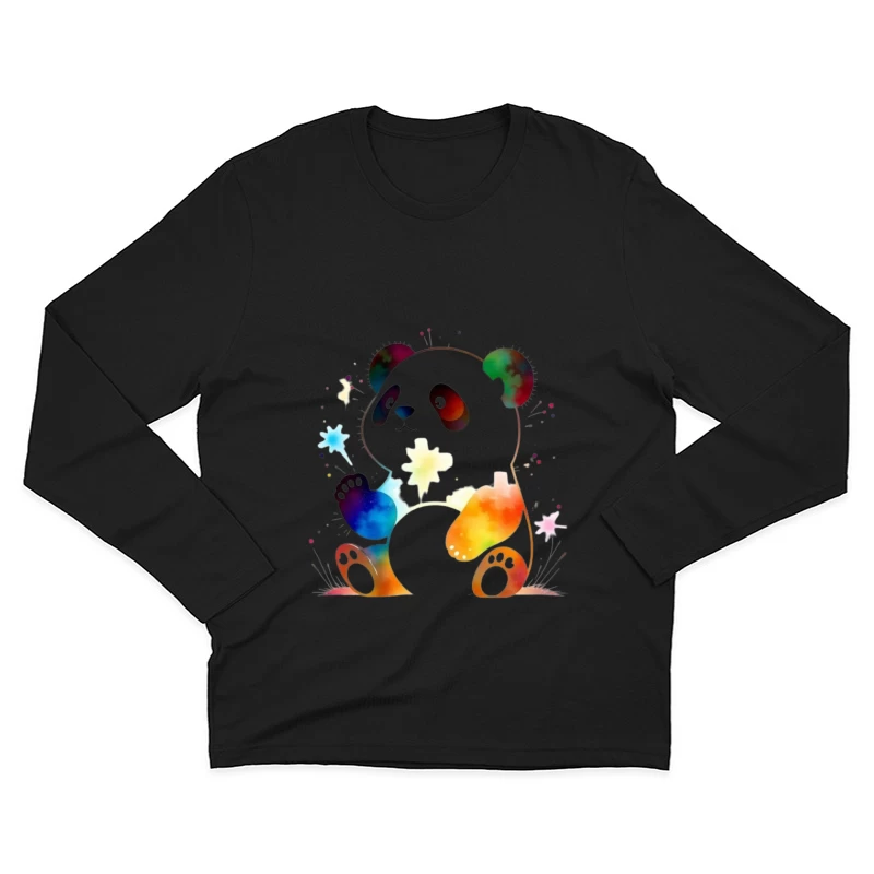 Colorful Watercolor Panda Bear Illustration Male Long Sleeve T-Shirt