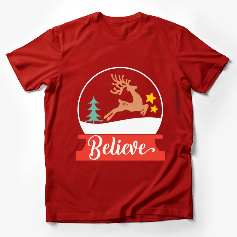 Boules à neige de Noël avec renne sautant Homme T-Shirt