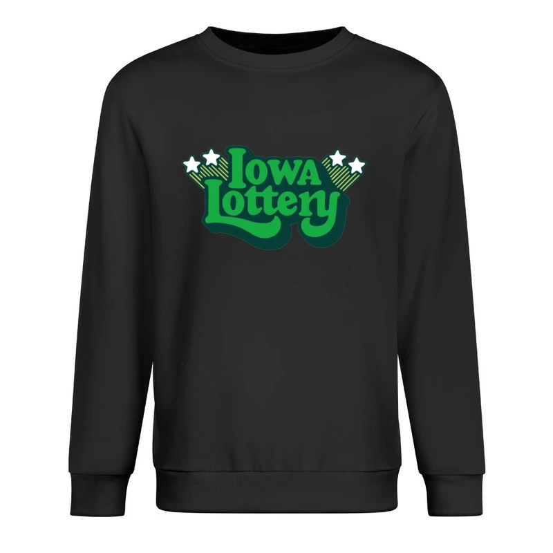 Vintage-Style Iowa Lottery Green Logo with Stars Male Pullover Sweatshirt