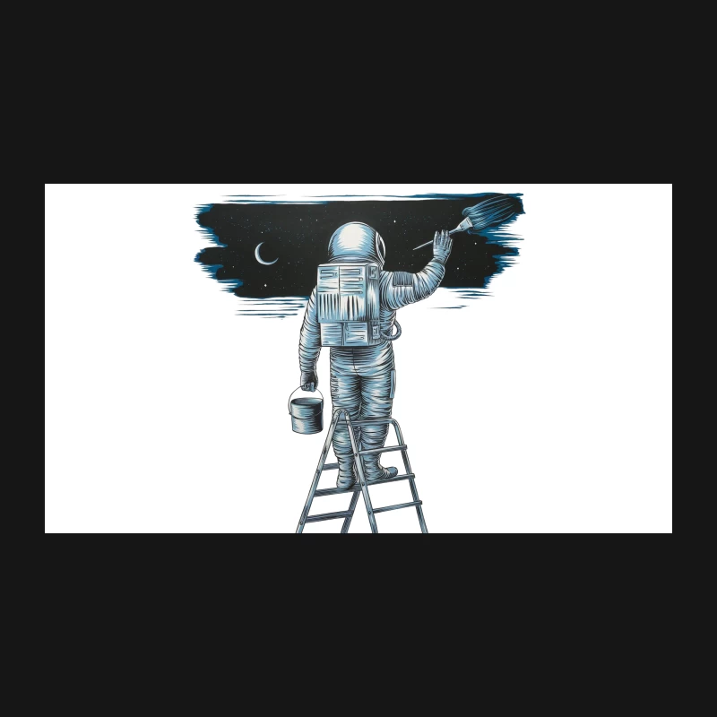 Creative Astronaut Painting the Night Sky Desk Mat
