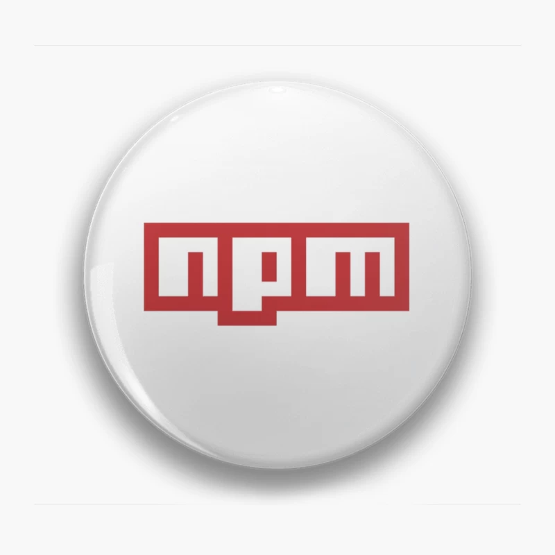 NPM (Node Package Manager) Logo in Red and White Pin