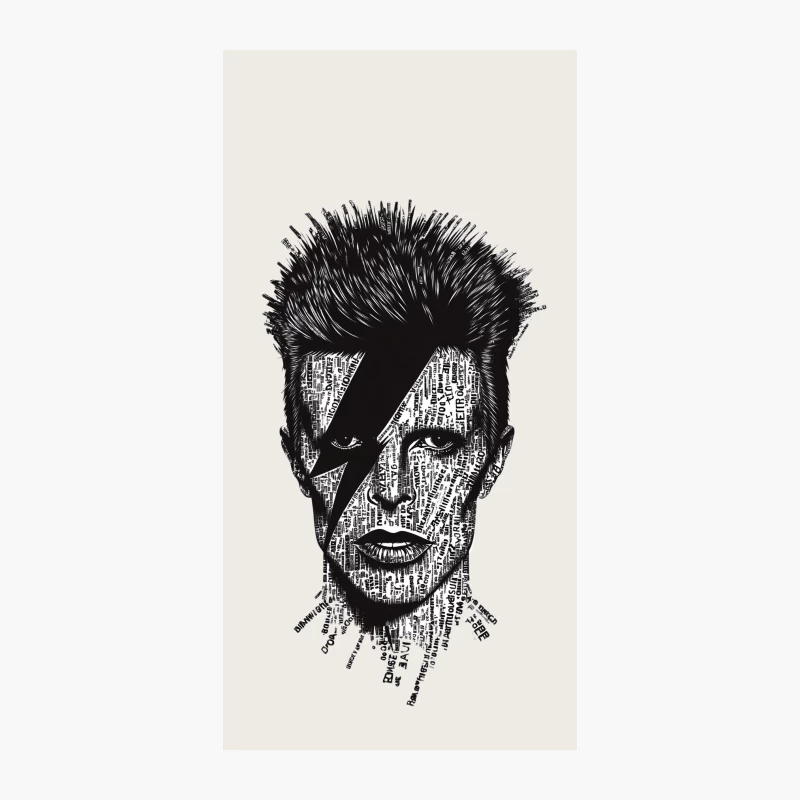 Typographic Portrait of David Bowie's Aladdin Sane iPhone Case