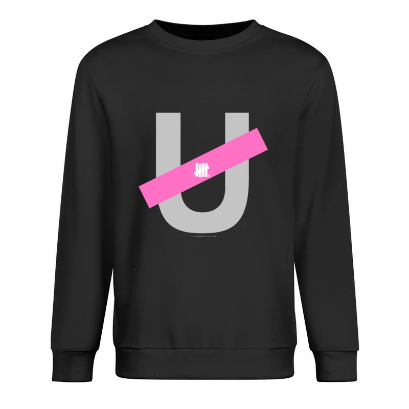 Undefeated Logo mit Pinkem Balken Herren Pullover Sweatshirt
