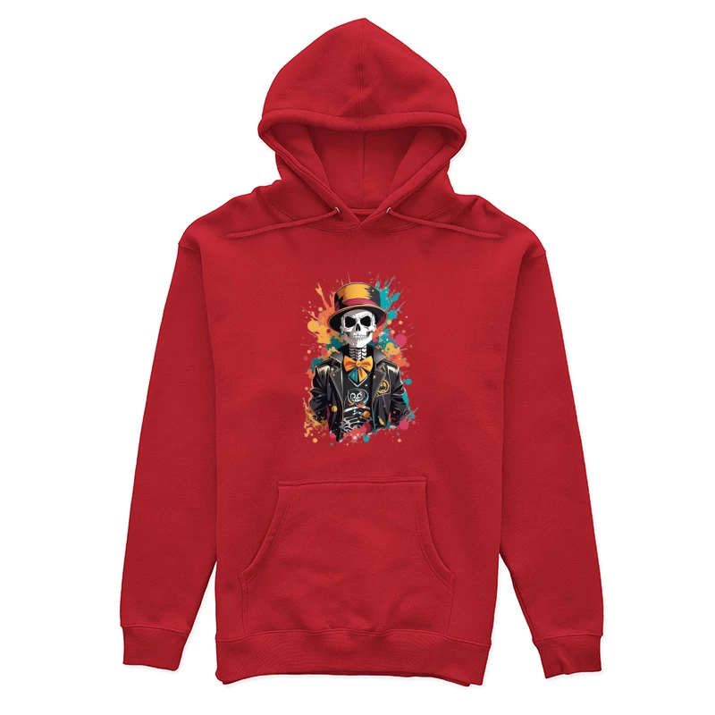 Colorful Skeleton in a Top Hat Female Pullover Hoodie