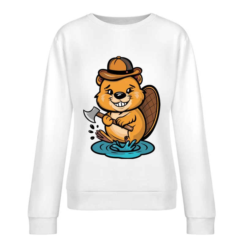 Castoro Caricaturale in Stile Avventuriero Felpa pullover Donna
