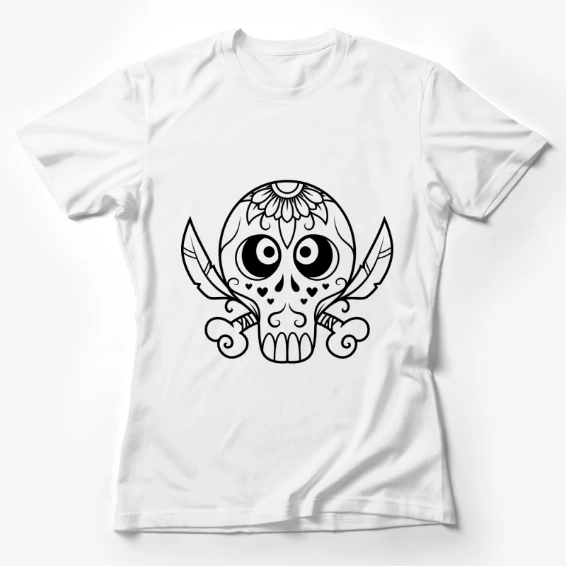 Crâne stylisé avec dagues croisées Femme T-Shirt