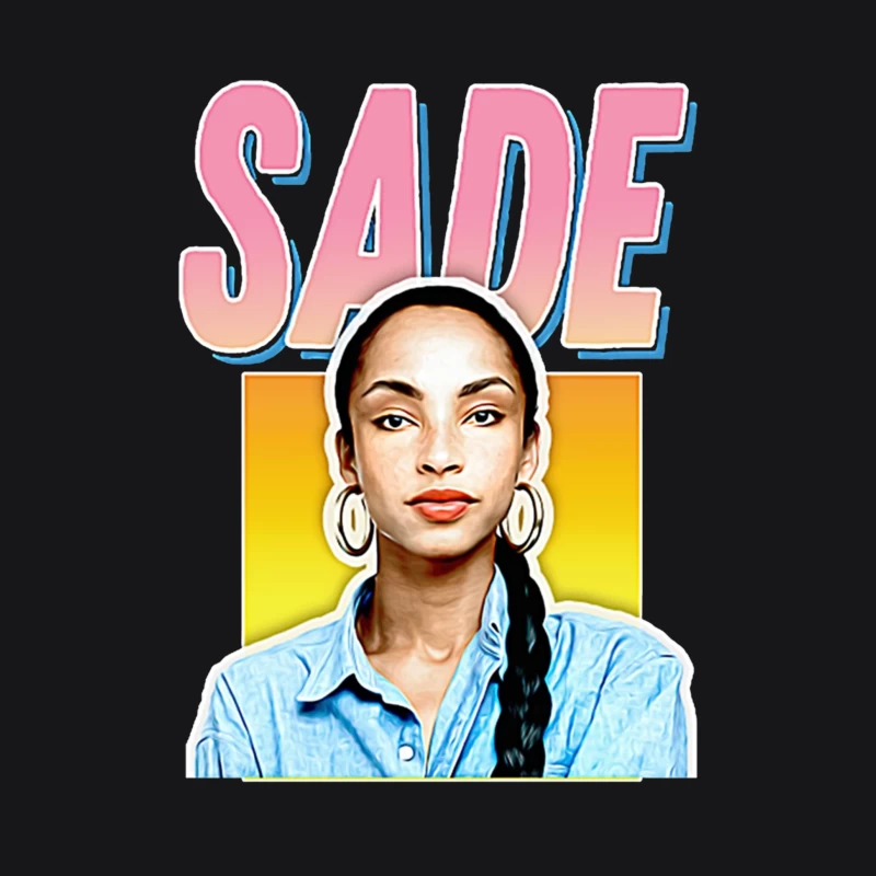 Stylized Pop Art Portrait with Pink "SADE" Text Male Pullover Hoodie