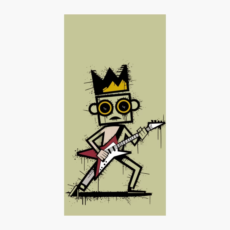 Graffiti Robot Playing Rock Guitar with Crown iPhone Case