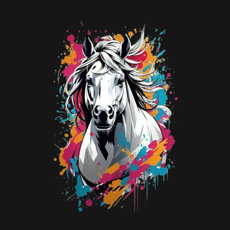 Colorful Digital Art of a Horse Male Long Sleeve T-Shirt