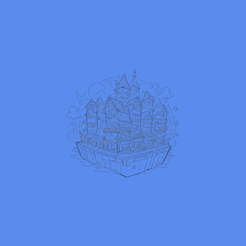 Fantasy Floating Village Desk Mat