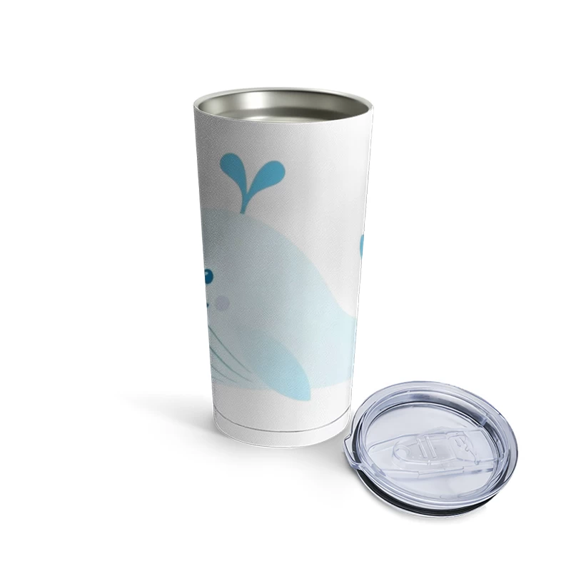 Cute Blue Cartoon Whale Illustration Travel Mug