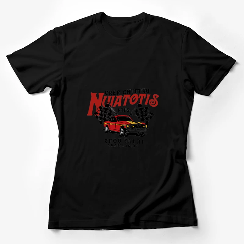 Klassisches Auto mit Rennflaggen Damen T-Shirt