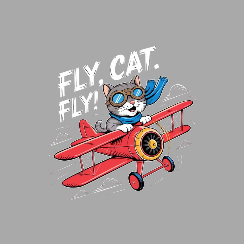 Adventure Cartoon Cat Flying Red Biplane Female Pullover Hoodie
