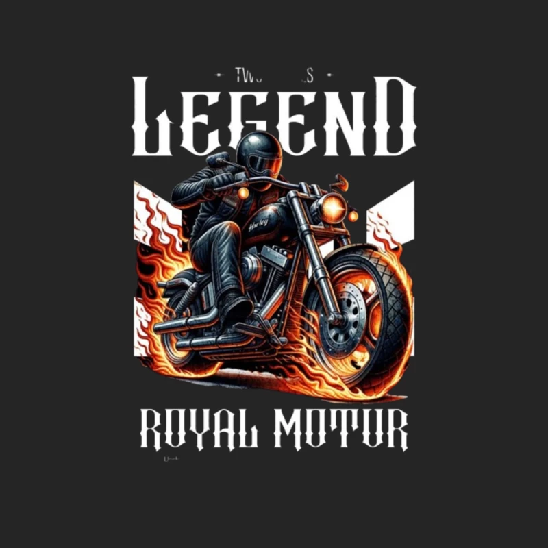 Legendary Flaming Royal Motor Black Motorcycle Illustration Male Pullover Sweatshirt