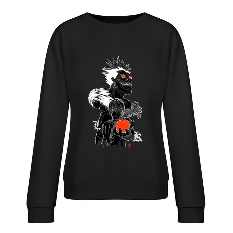 Anime-Charaktere mit Apfel Damen Pullover Sweatshirt