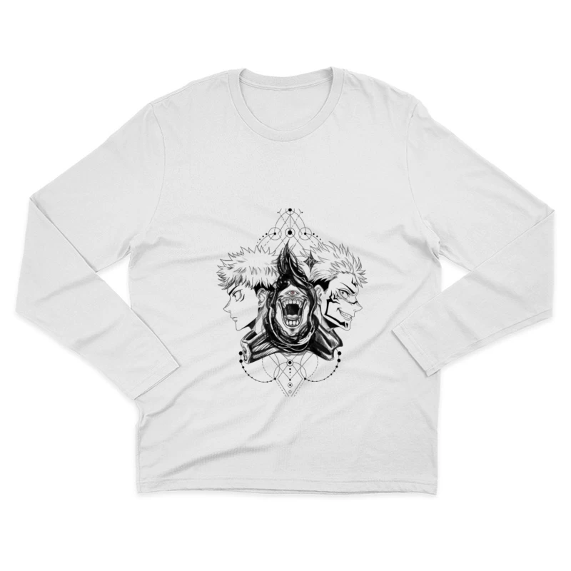 Schwarze Anime-Silhouette mit Dämon Herren Langarm T-Shirt
